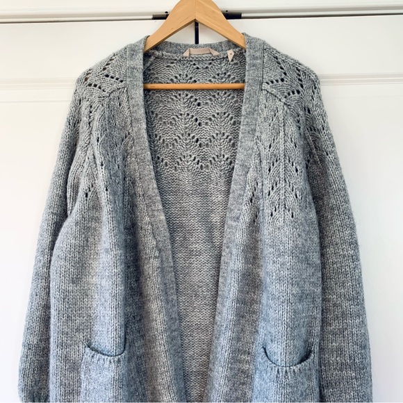 Soft Surrounding Cardigan Sweater Open Front Chunky Knit Patch Pocket Size M - Picture 2 of 7
